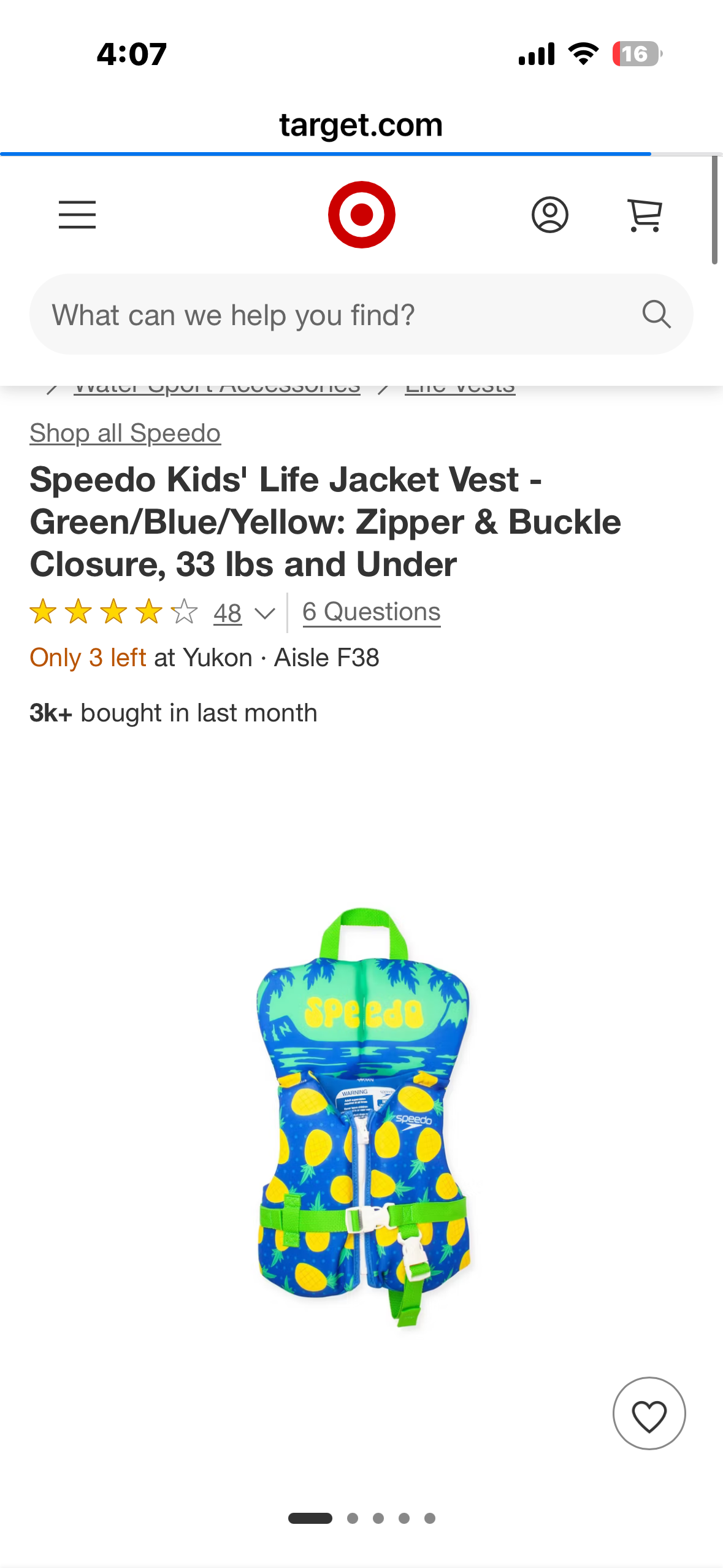 Speedo Kids' Life Jacket Vest - Green/Blue/Yellow: Zipper & Buckle Closure