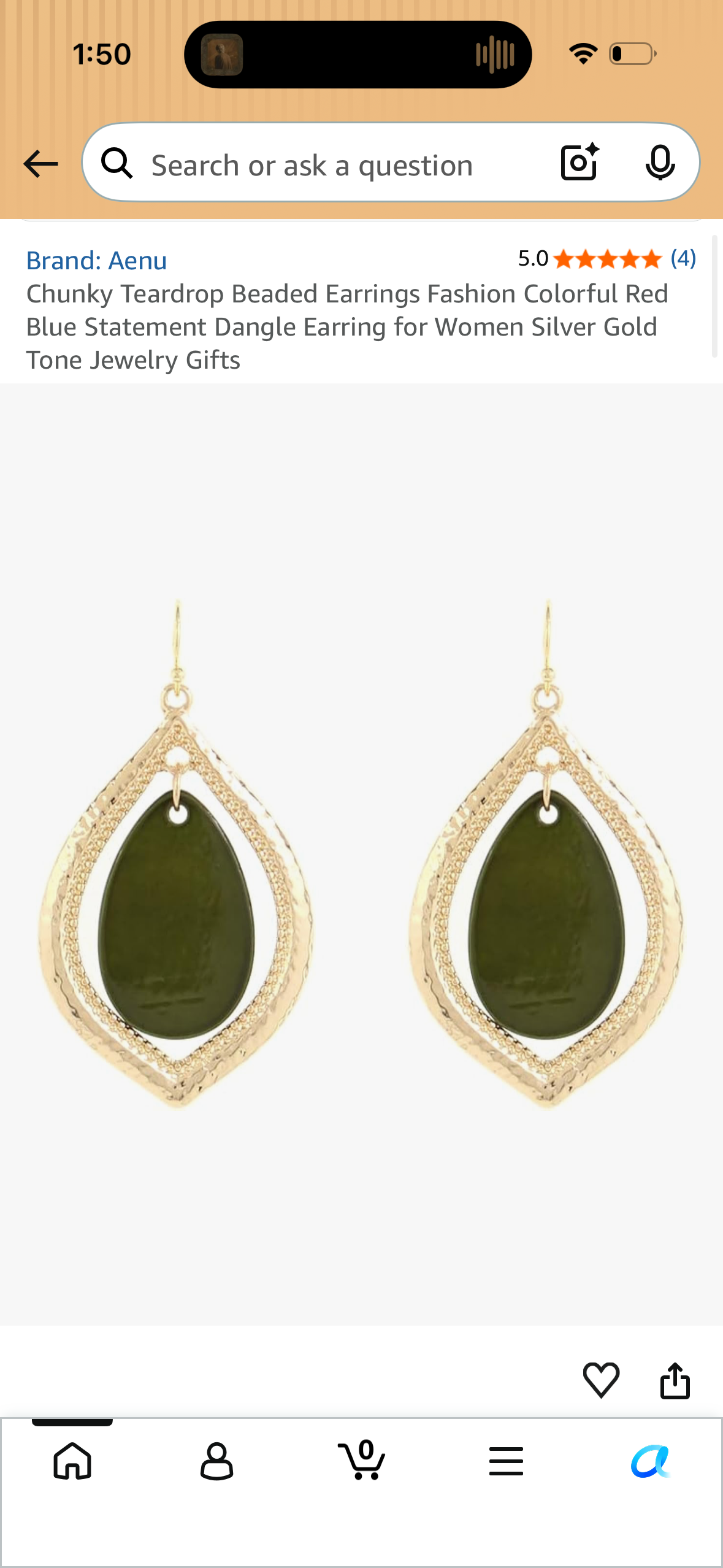 Aenu Chunky Teardrop Beaded Earrings Fashion Colorful Red Blue Statement Dangle Earring for Women Silver Gold Tone Jewelry Gifts, White and Gold