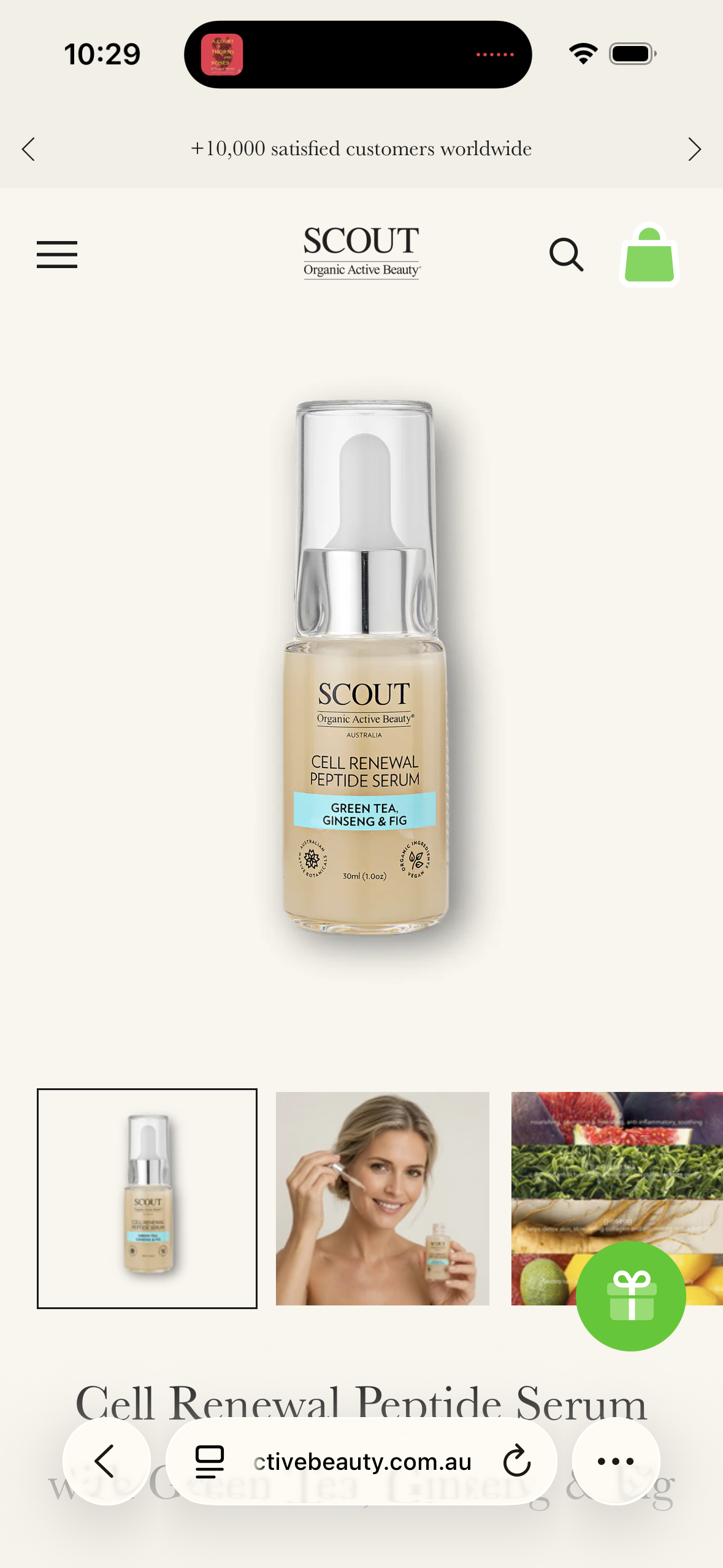 Scout Cosmetics Cell Renewal Peptide Serum with Green Tea, Ginseng & Fig