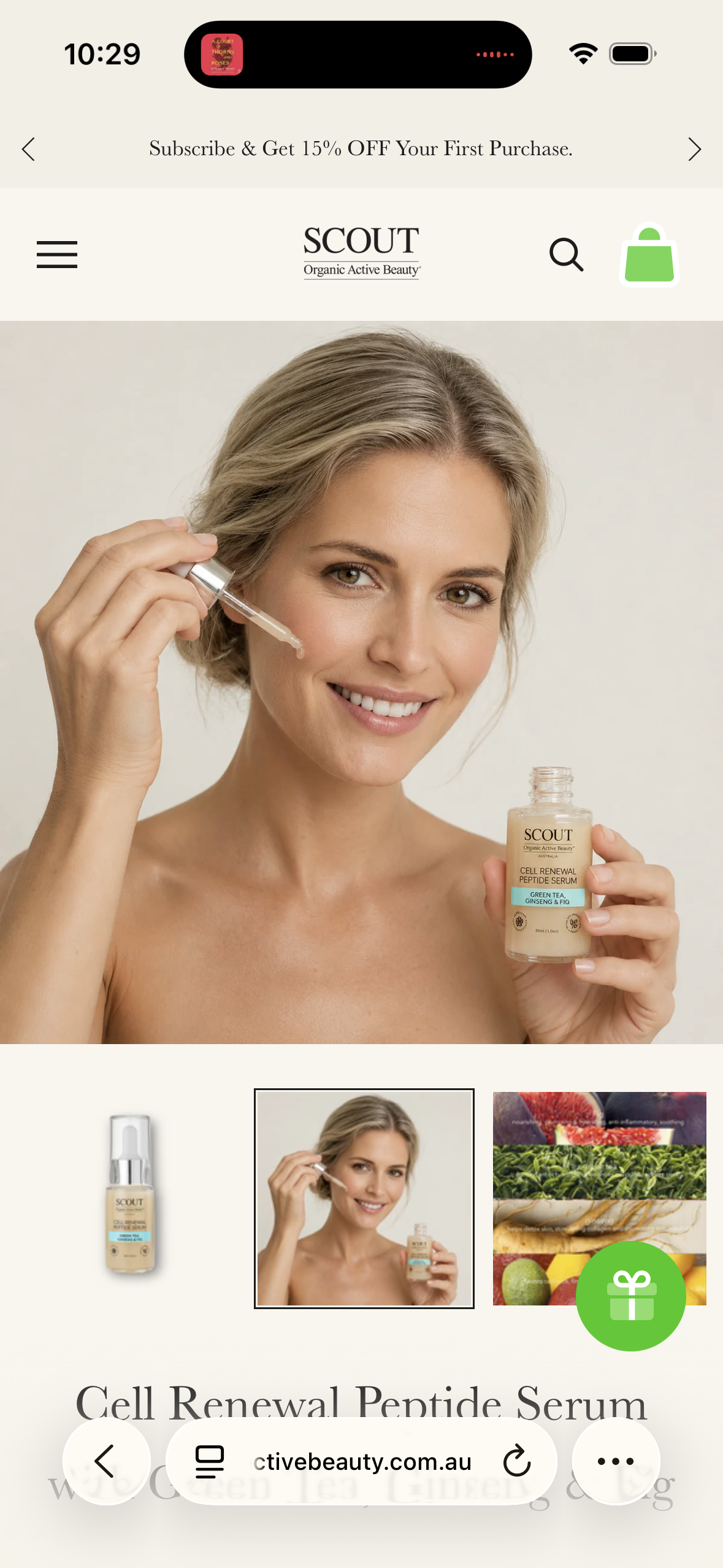 Scout Cosmetics Cell Renewal Peptide Serum with Green Tea, Ginseng & Fig
