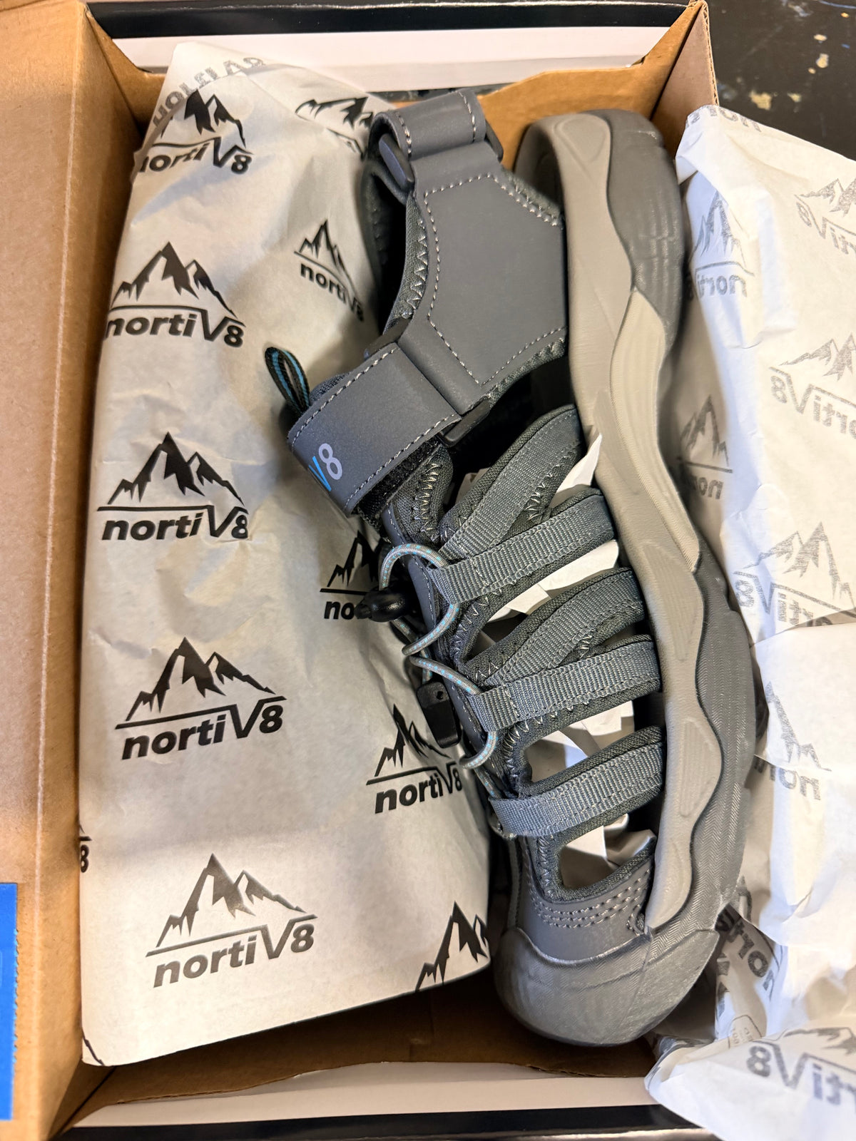 Men's Grey/Blue Rugged Sandals (Size 8.5)