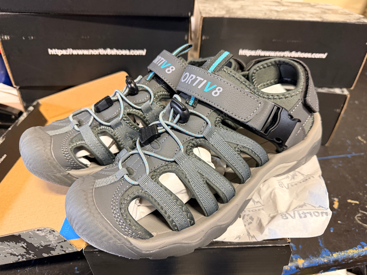 Men's Grey/Blue Rugged Sandals (Size 8.5)