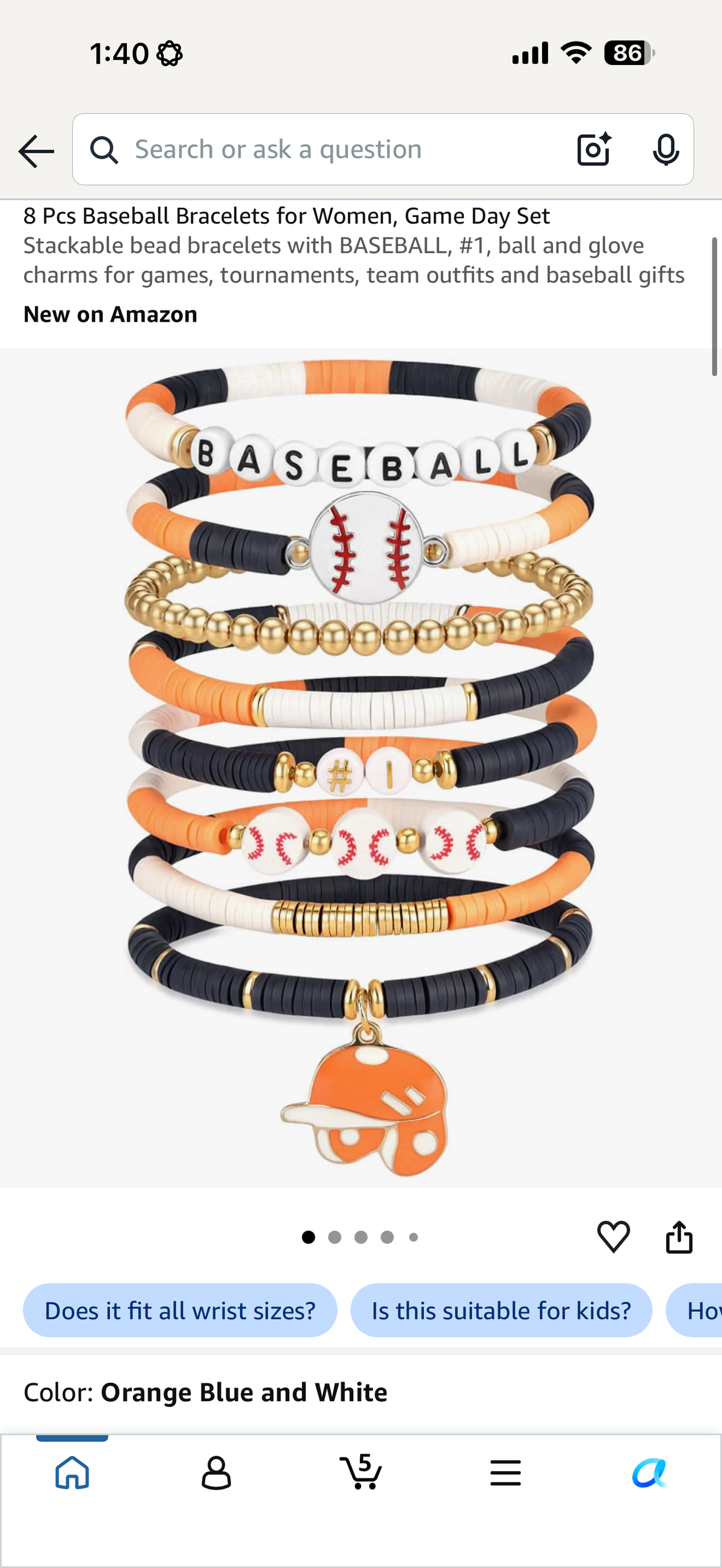 8 Pcs Baseball Bracelets for Women, Game Day Set