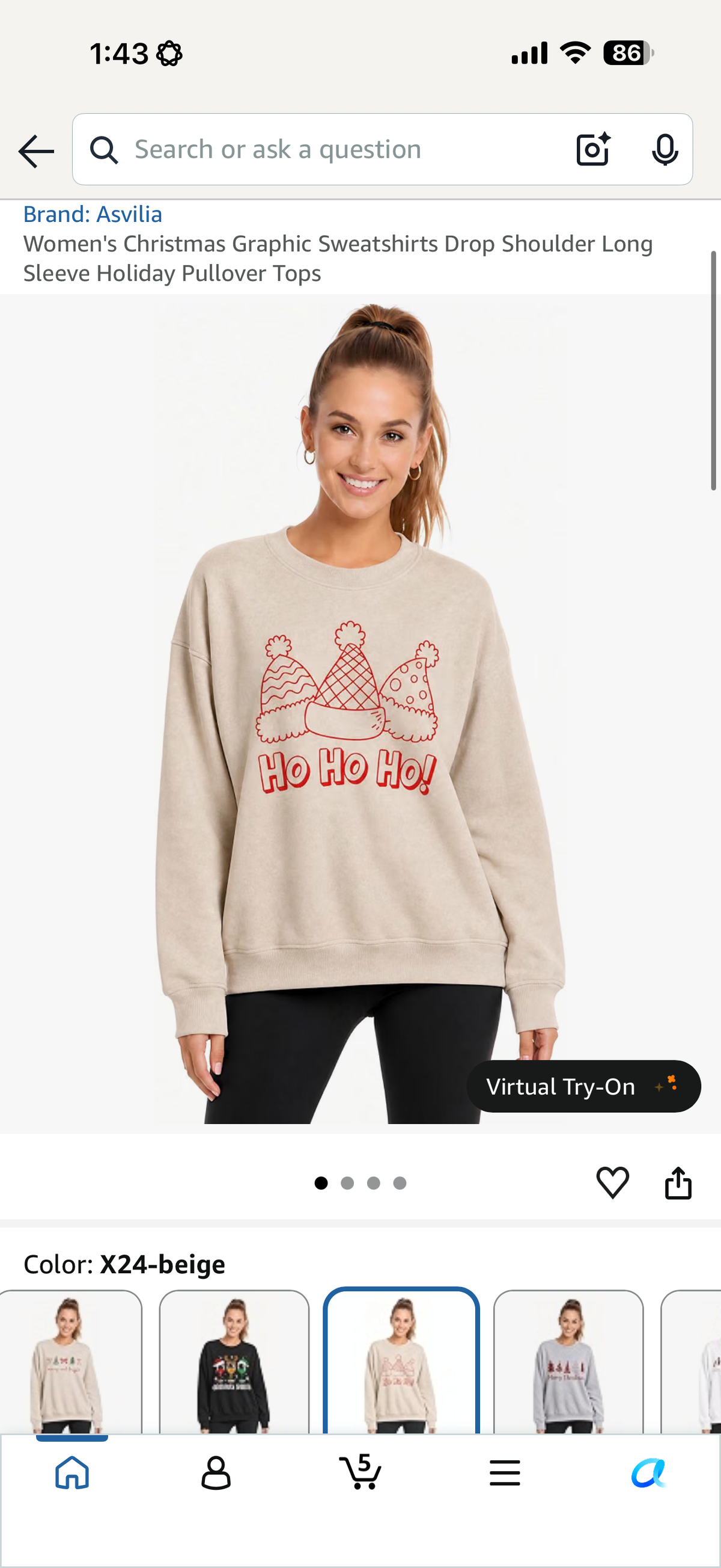 Women's Christmas Graphic Sweatshirts Drop Shoulder Long Sleeve Holiday Pullover Tops (Size Medium)