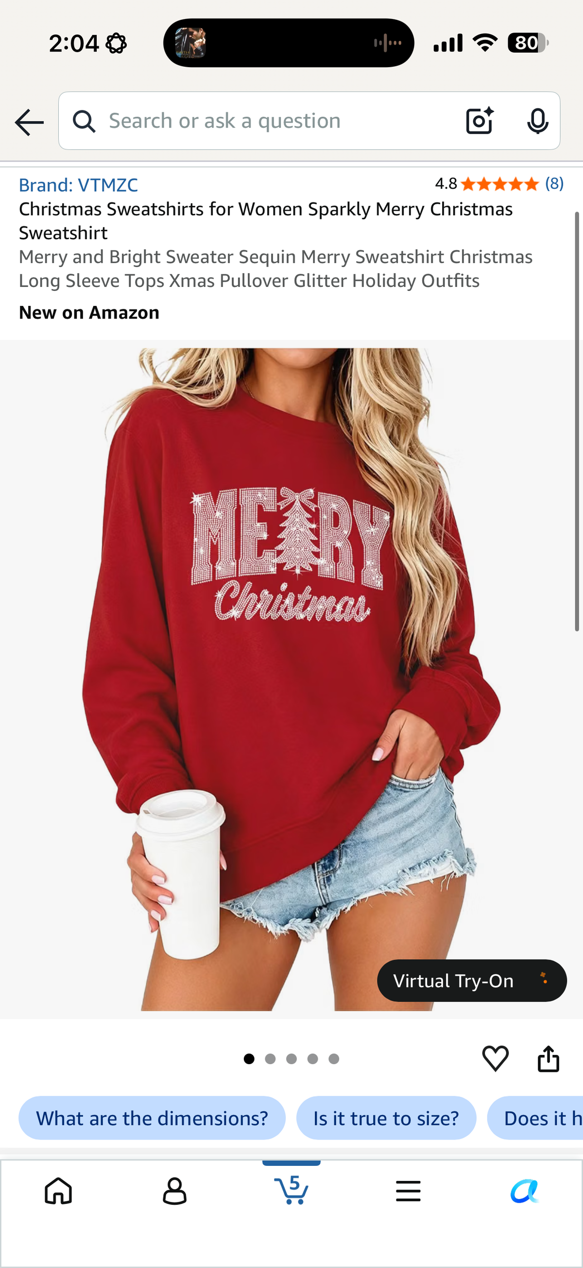 Christmas Sweatshirts for Women Sparkly Merry Christmas Sweatshirt (Size Medium)