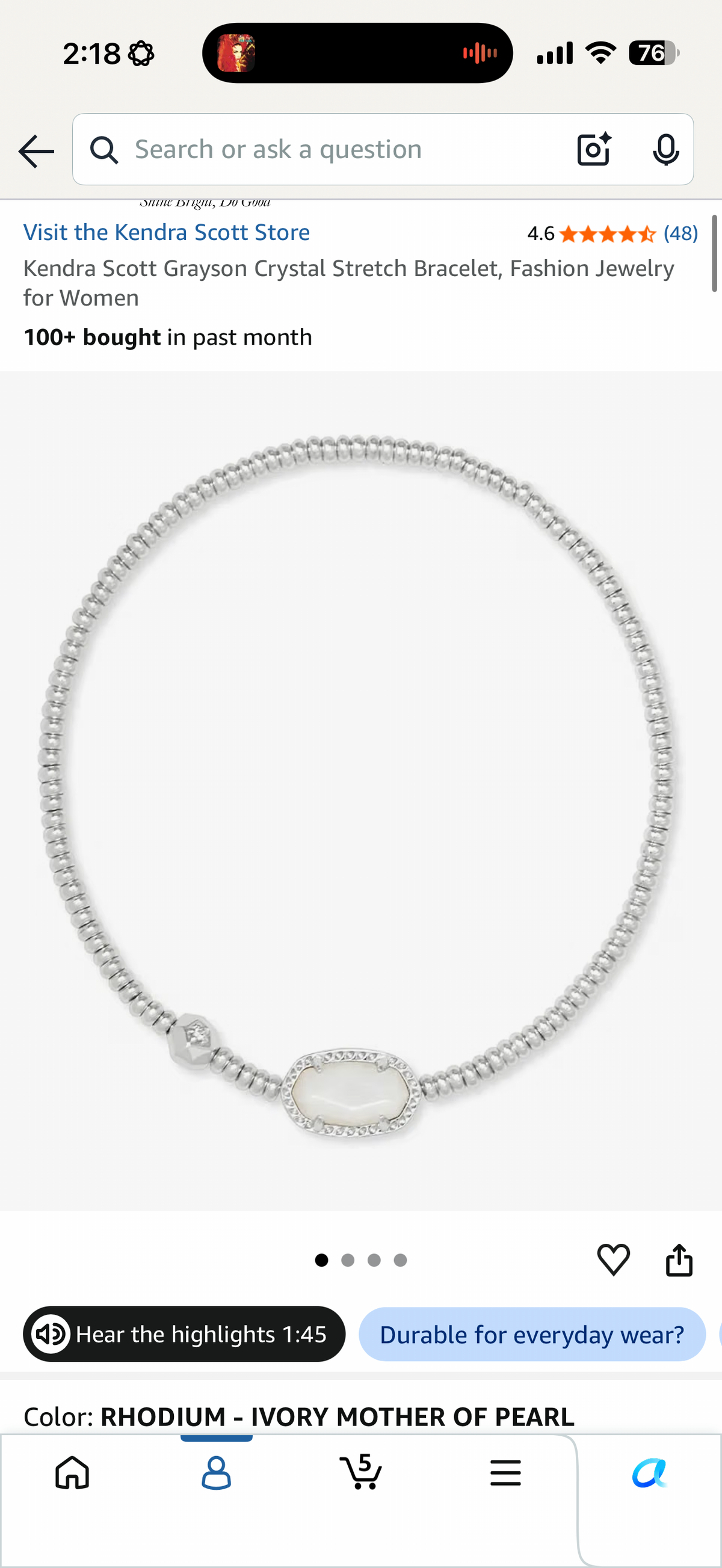 Kendra Scott Grayson Crystal Stretch Bracelet, Fashion Jewelry for Women