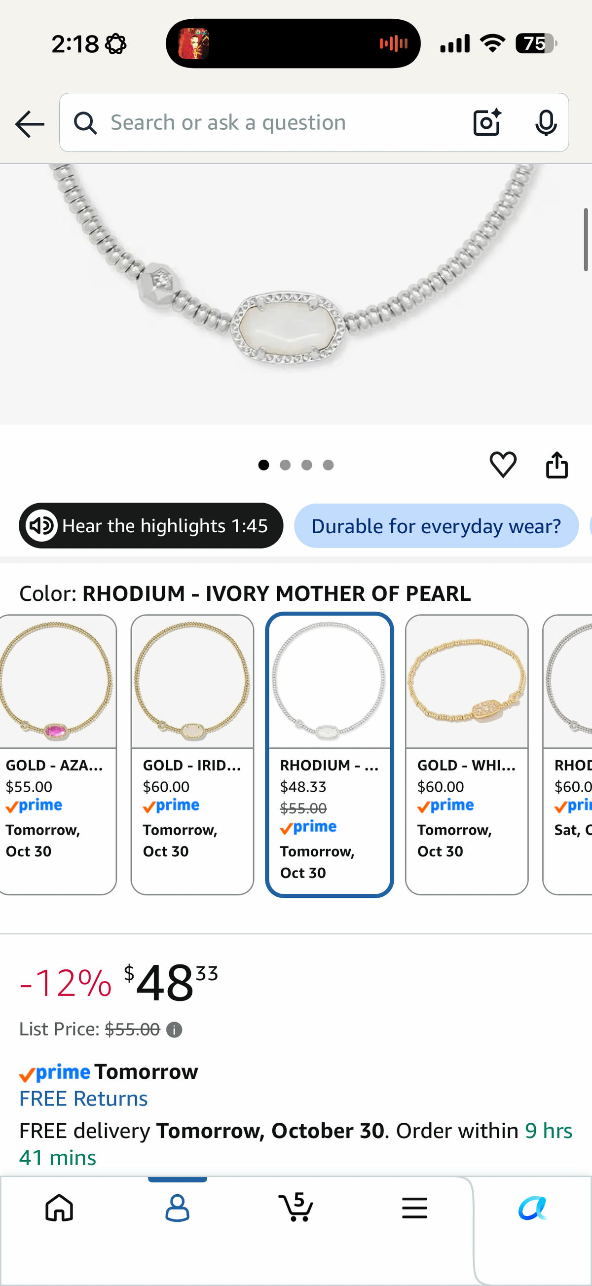 Kendra Scott Grayson Crystal Stretch Bracelet, Fashion Jewelry for Women