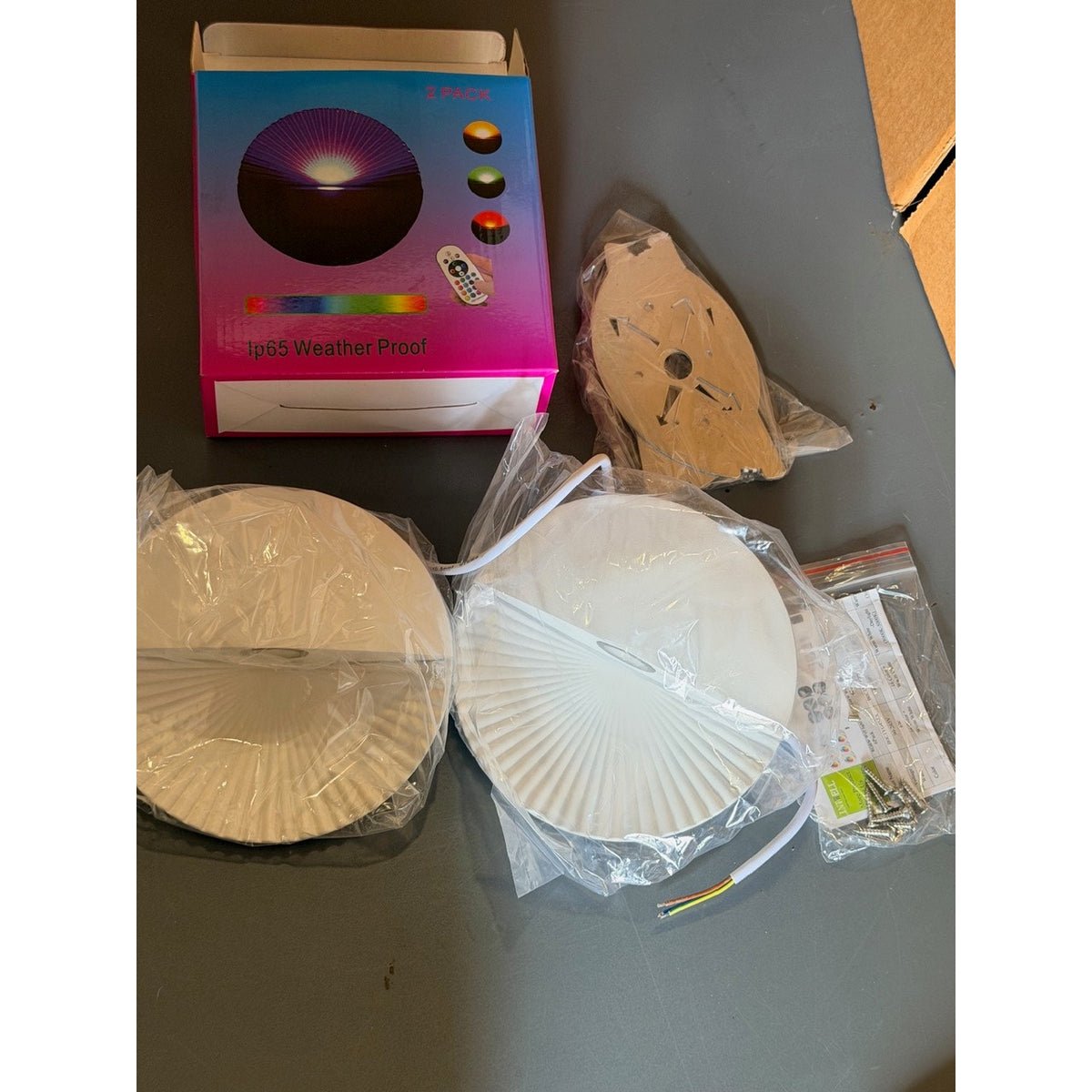 TWO Boxes (4 Total Lights) Ip65 Weatherproof RGB LED Wall-wash Lights Indoor/Outdoor 3000K