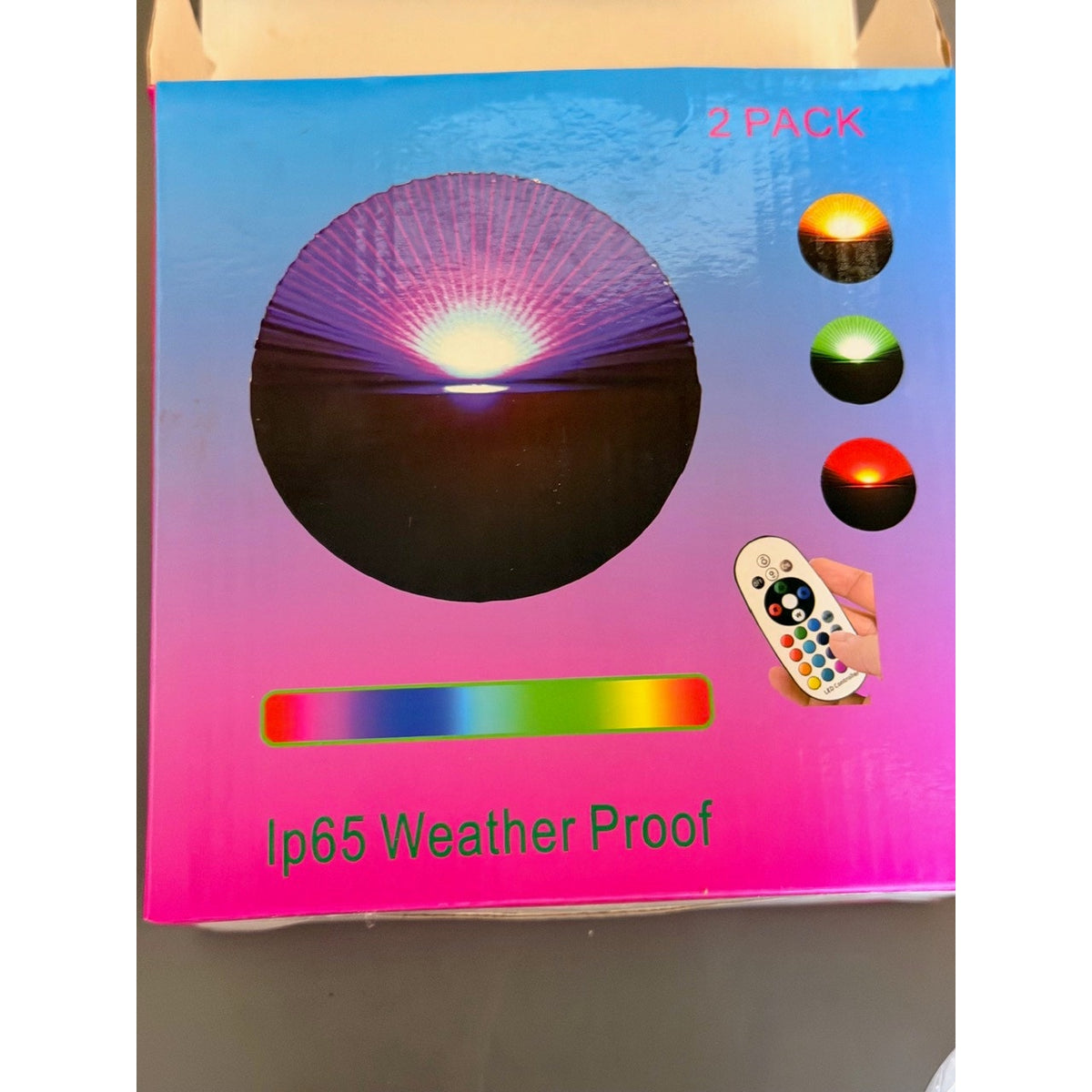 TWO Boxes (4 Total Lights) Ip65 Weatherproof RGB LED Wall-wash Lights Indoor/Outdoor 3000K