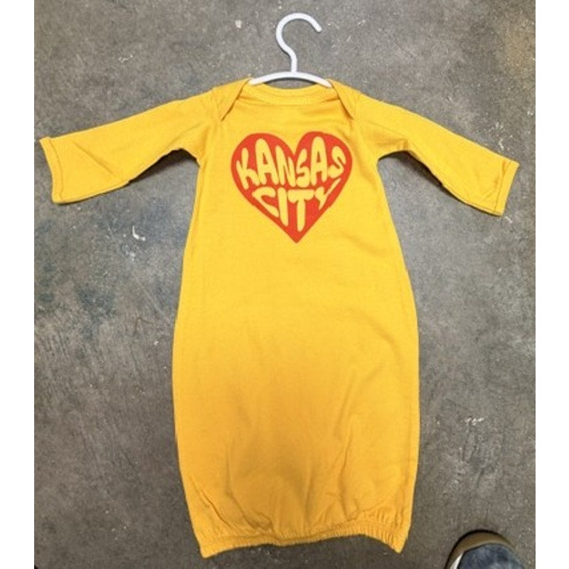 Kansas City Heart - KC Newborn Cotton Gown Gold/Red