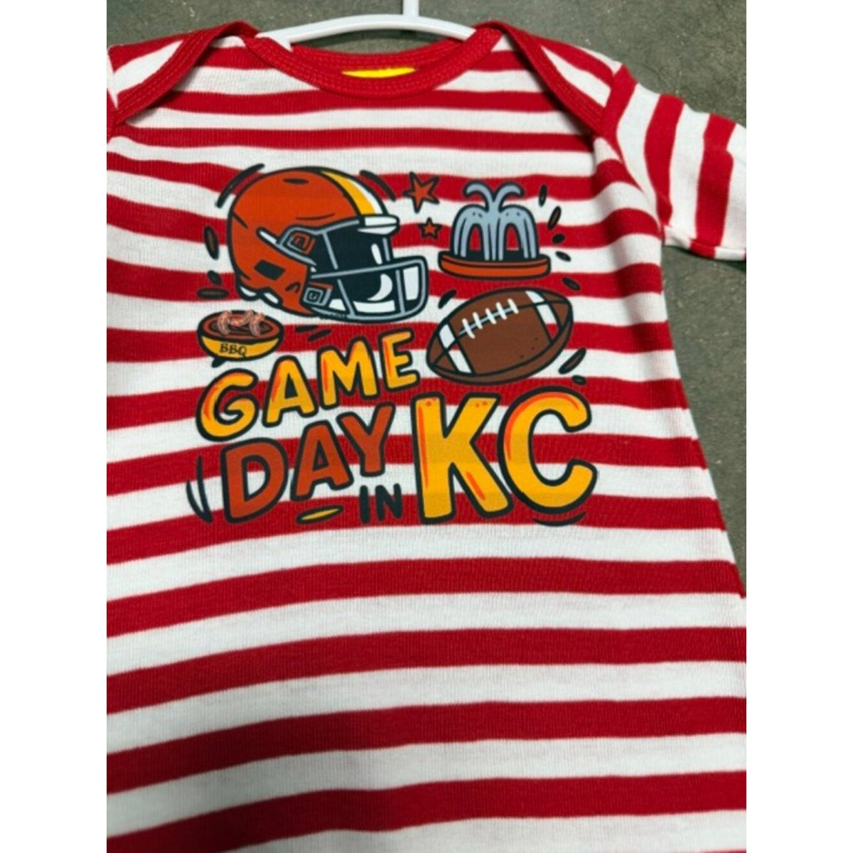Game Day in KC - Kansas City Newborn Cotton Gown Red & White Striped