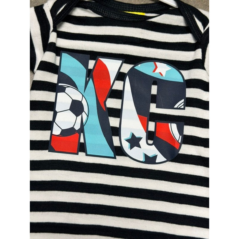 KC Soccer - Kansas City Newborn Cotton Gown Black & White Striped